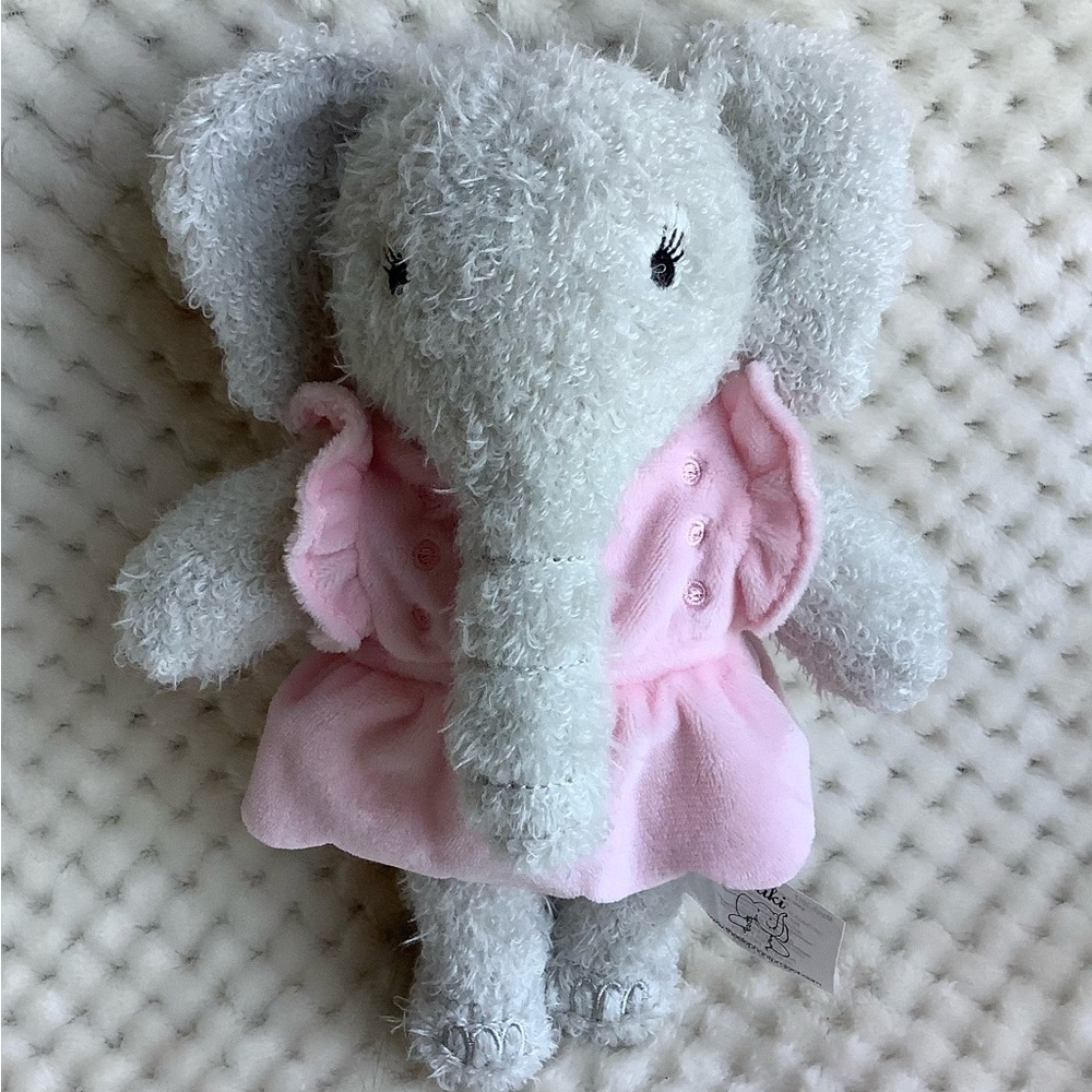 KIKI Plush Grey Elephant Pink Dress The Elephant Project Embroidered Eyes 2017